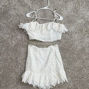 Fashion Nova White Eyelet Skirt Set
